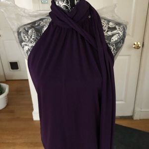 Express size large purple sleeveless with attached scarf  w/ key hole back